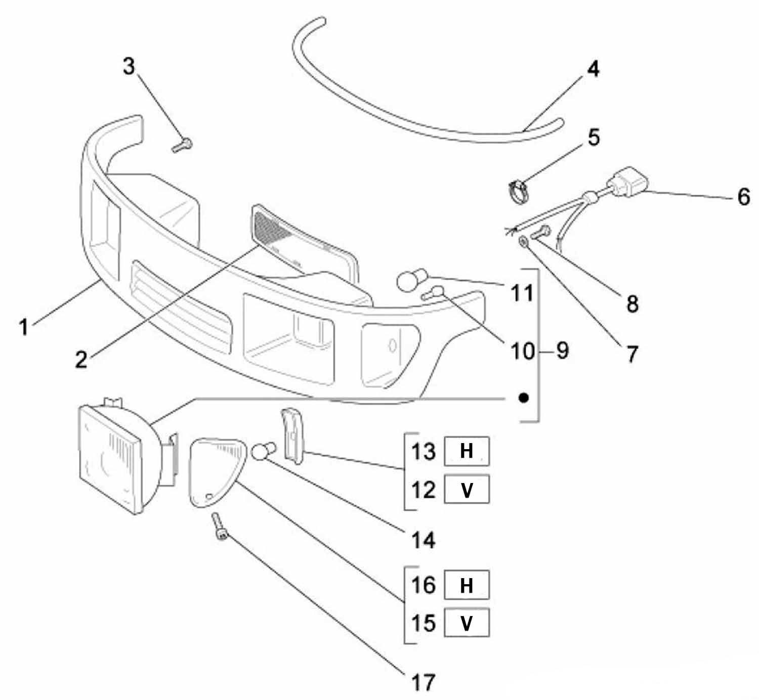 Geteilte Zeichnung Scheinwerfer Blinker Ape 50