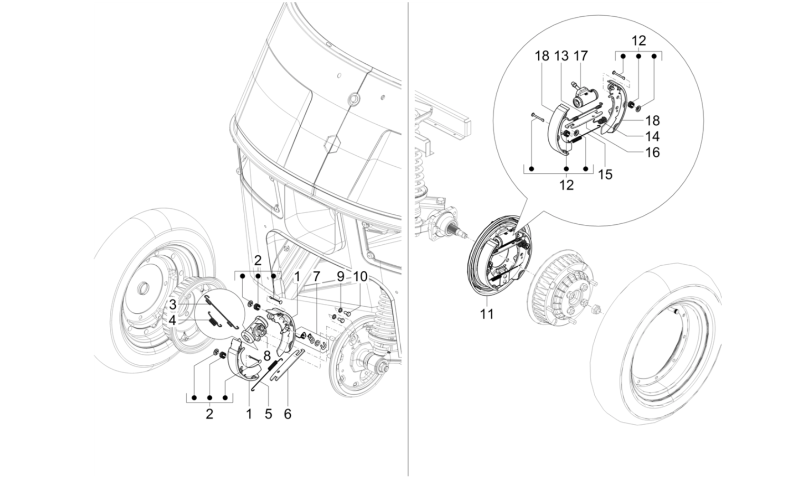 Splittegning Bremser Ape 50 E4