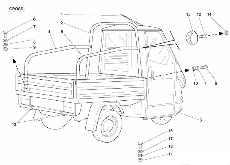Splittegning Side Karosseridele Ape 50