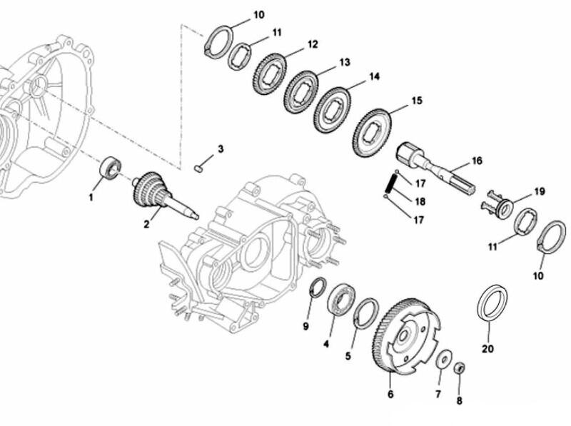 Geteilte Zeichnung Getriebe Ape 50