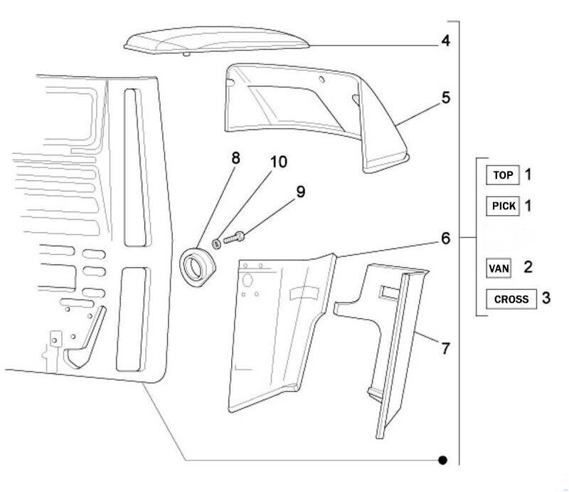 Splittegning Front Karosseridele Ape 50