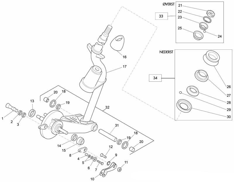 Splittegning Forgaffel og Kronrørslejer Ape 50