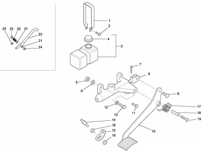Splittegning Hovedcylinder Bremsepedal Ape 50