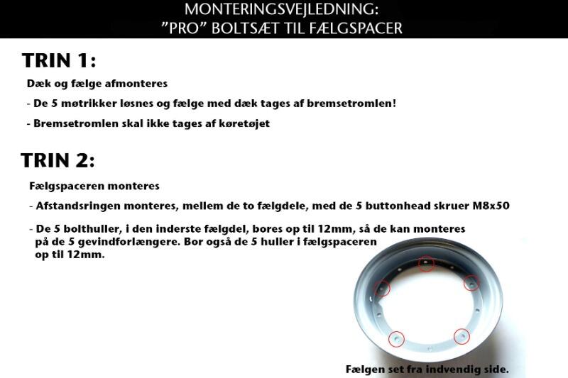 Montagevejledning PRO Boltsæt til Fælgspacere side 2