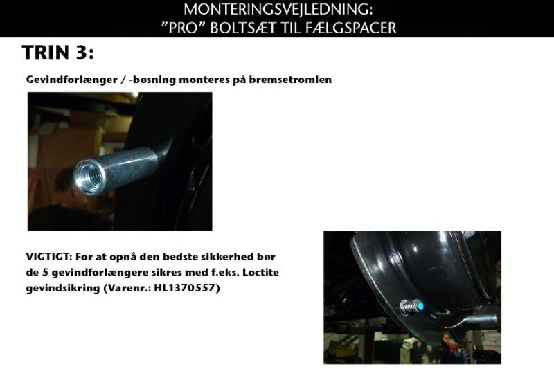 Montagevejledning PRO Boltsæt til Fælgspacere side 3