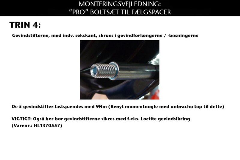 Montagevejledning PRO Boltsæt til Fælgspacere side 4