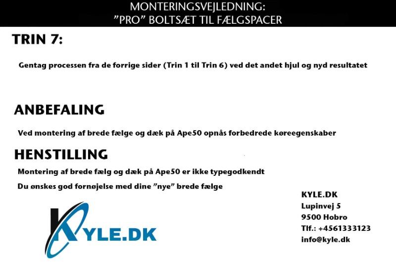 Montagevejledning PRO Boltsæt til Fælgspacere side 7