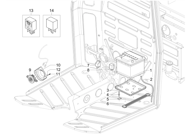Splittegning Relæ Batteri Horn Ape 50 E4