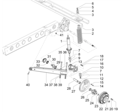 Baghjulsophæng + Støddæmper