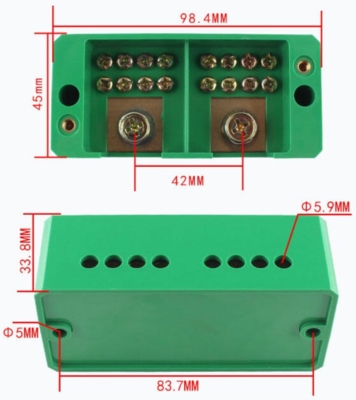 Power samledåse - Terminal Block GRØN 8/2